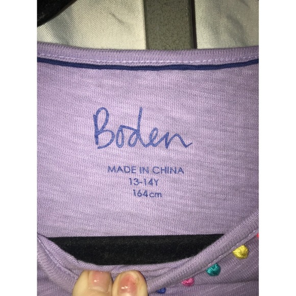 Boden Girls Lavender Purple Pom Pom Trim A Line Dress Size 13 14Y - Picture 4 of 6